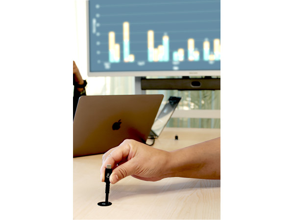 Socket, pull out, LED button, black