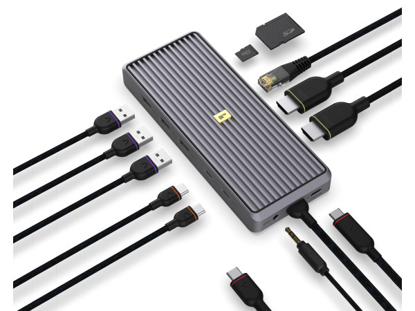 Unisynk 12 port USB-C Hub 8K 100W Grey