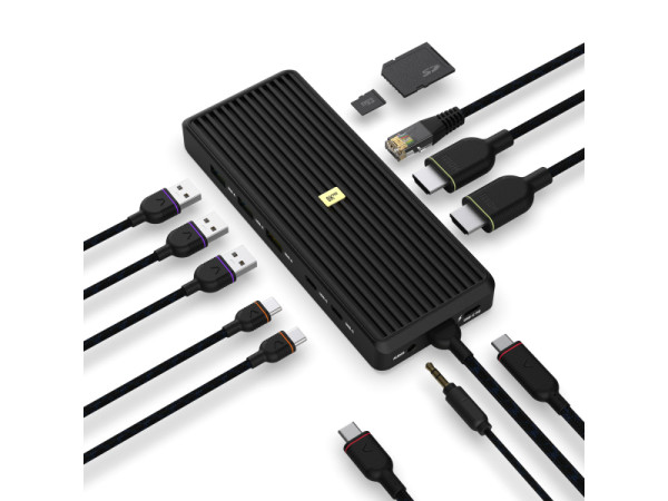 Unisynk 12 port USB-C Hub 8K 100W Black Unisynk 12 port USB-C Hub 8K 100W Black